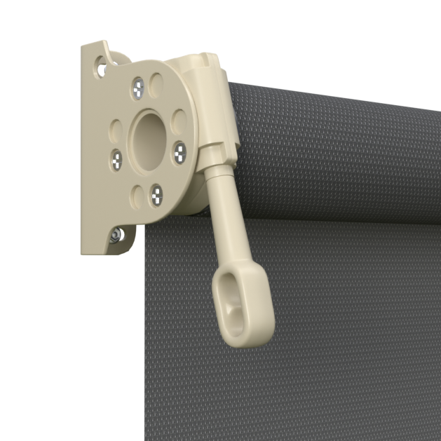 Crank Outdoor Blind - Charcoal Fabric with Paperbark Brackets