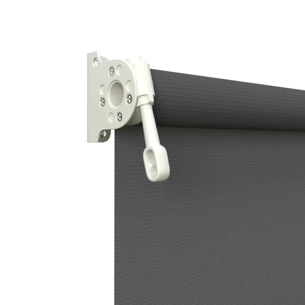 Crank Outdoor Blind - Charcoal Fabric with Surfmist Brackets