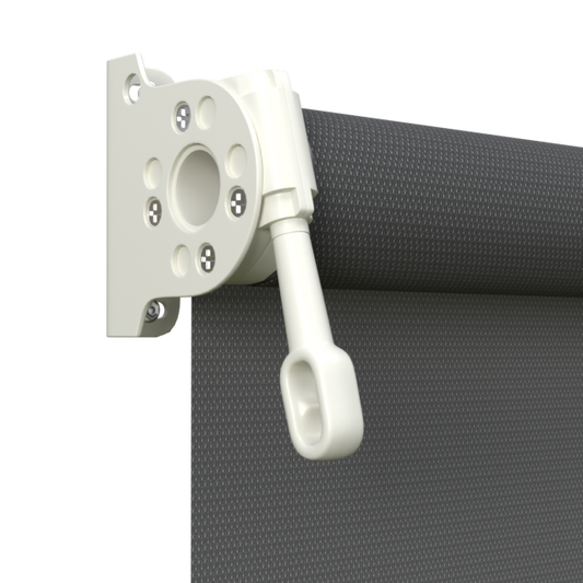 Crank Outdoor Blind - Charcoal Fabric with Surfmist Brackets