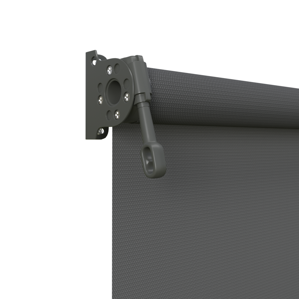 Crank Outdoor Blind - Charcoal Fabric with Woodland Grey Brackets