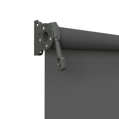 Crank Outdoor Blind - Charcoal Fabric with Woodland Grey Brackets