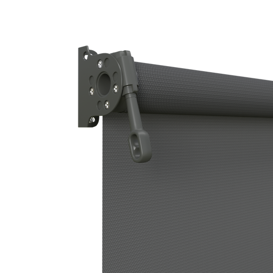 Crank Outdoor Blind - Charcoal Fabric with Woodland Grey Brackets