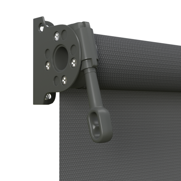 Crank Outdoor Blind - Charcoal Fabric with Woodland Grey Brackets