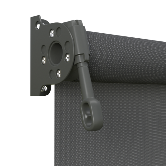 Crank Outdoor Blind - Charcoal Fabric with Woodland Grey Brackets