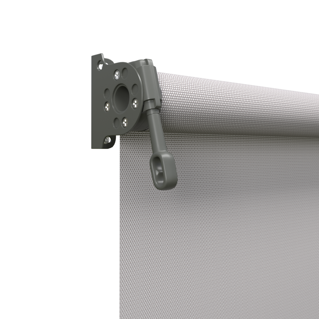 Crank Outdoor Blind - Grey Fabric with Woodland Grey Brackets