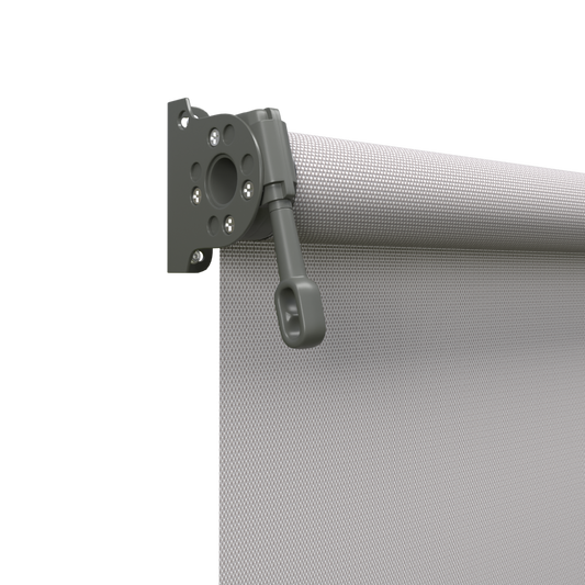 Crank Outdoor Blind - Grey Fabric with Woodland Grey Brackets