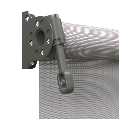 Crank Outdoor Blind - Grey Fabric with Woodland Grey Brackets