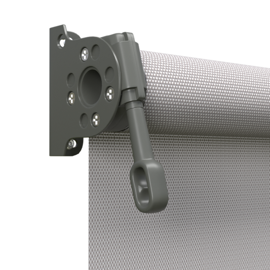 Crank Outdoor Blind - Grey Fabric with Woodland Grey Brackets