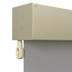 Crank Outdoor Blind - Grey Fabric with Classic Cream Fully Enclosed Pelmet
