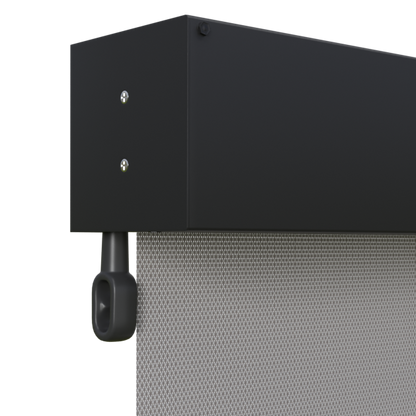 Crank Outdoor Blind - Grey Fabric with Monument Fully Enclosed Pelmet