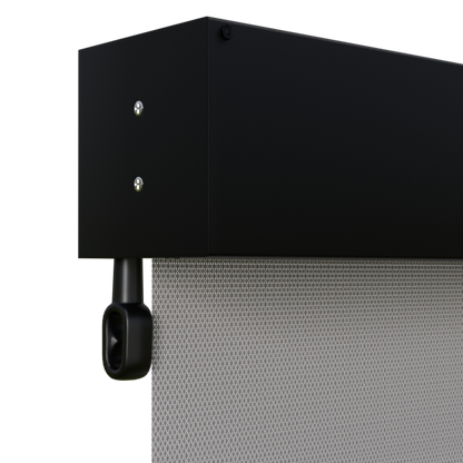 Crank Outdoor Blind - Grey Fabric with Nightsky Black Fully Enclosed Pelmet