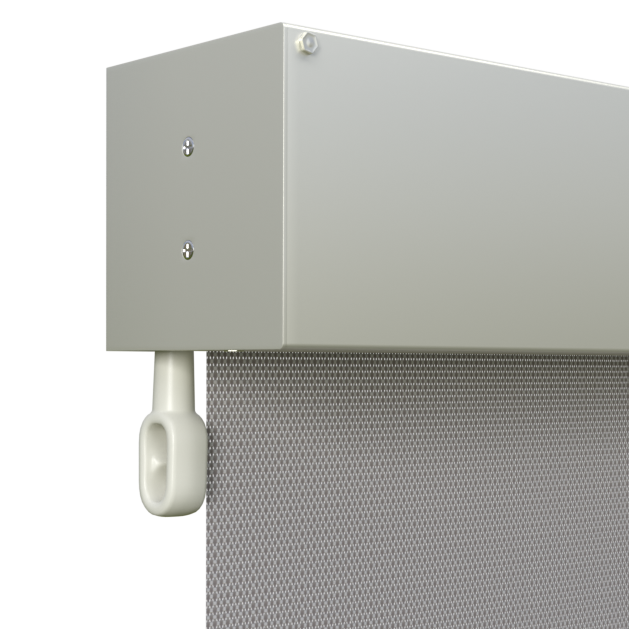 Crank Outdoor Blind - Grey Fabric with Surfmist Fully Enclosed Pelmet