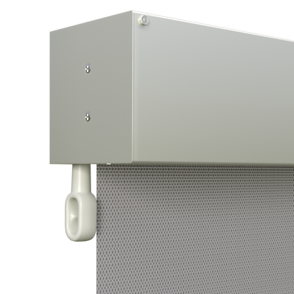 Crank Outdoor Blind - Grey Fabric with Surfmist Fully Enclosed Pelmet