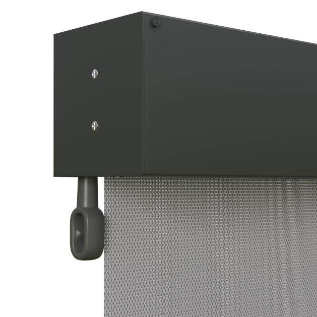 Crank Outdoor Blind - Grey Fabric with Woodland Grey Fully Enclosed Pelmet