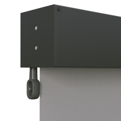 Crank Outdoor Blind - Grey Fabric with Woodland Grey Fully Enclosed Pelmet