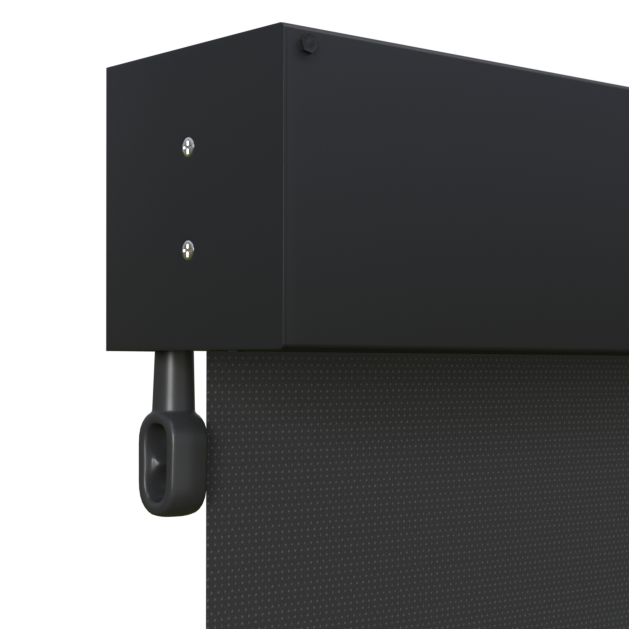 Crank Outdoor Blind - Black Fabric with Monument Fully Enclosed Pelmet