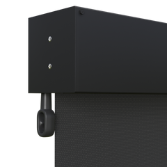 Crank Outdoor Blind - Black Fabric with Monument Fully Enclosed Pelmet