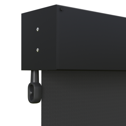 Crank Outdoor Blind - Black Fabric with Monument Fully Enclosed Pelmet