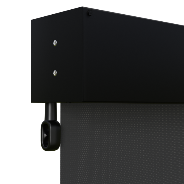 Crank Outdoor Blind - Black Fabric with Nightsky Black Fully Enclosed Pelmet
