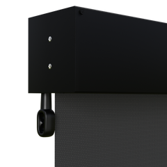 Crank Outdoor Blind - Black Fabric with Nightsky Black Fully Enclosed Pelmet
