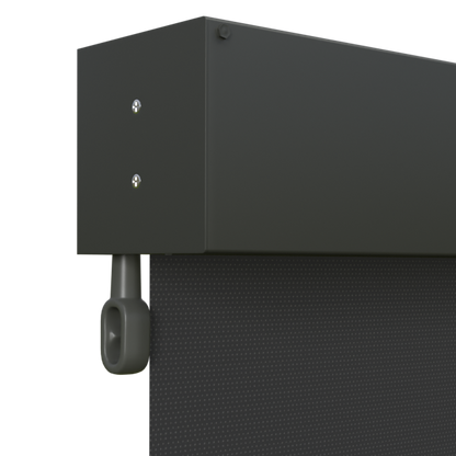 Crank Outdoor Blind - Black Fabric with Woodland Grey Fully Enclosed Pelmet