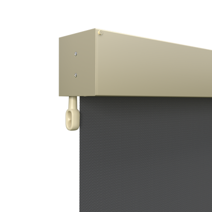 Crank Outdoor Blind - Flint Fabric with Classic Cream Fully Enclosed Pelmet