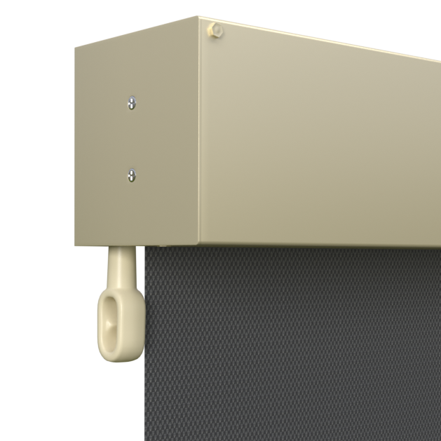 Crank Outdoor Blind - Flint Fabric with Classic Cream Fully Enclosed Pelmet
