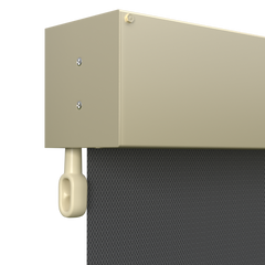 Crank Outdoor Blind - Flint Fabric with Classic Cream Fully Enclosed Pelmet