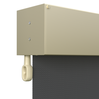 Crank Outdoor Blind - Flint Fabric with Classic Cream Fully Enclosed Pelmet
