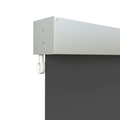 Crank Outdoor Blind - Flint Fabric with Dover White Fully Enclosed Pelmet