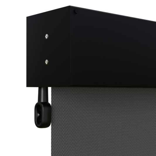 Crank Outdoor Blind - Flint Fabric with Nightsky Black Fully Enclosed Pelmet