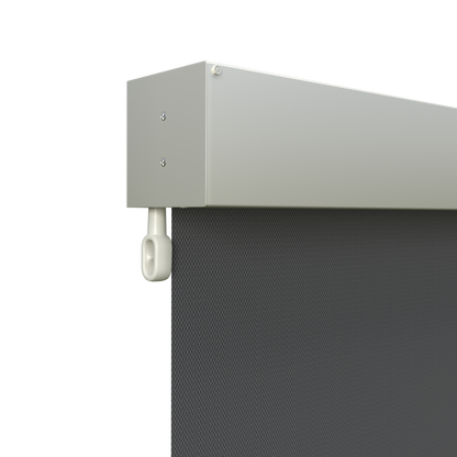 Crank Outdoor Blind - Flint Fabric with Surfmist Fully Enclosed Pelmet