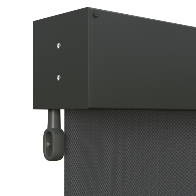Crank Outdoor Blind - Flint Fabric with Woodland Grey Fully Enclosed Pelmet