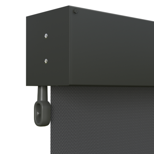 Crank Outdoor Blind - Flint Fabric with Woodland Grey Fully Enclosed Pelmet