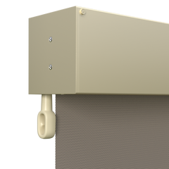 Crank Outdoor Blind - Caramel Fabric with Classic Cream Fully Enclosed Pelmet