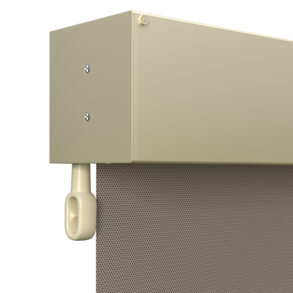 Crank Outdoor Blind - Caramel Fabric with Classic Cream Fully Enclosed Pelmet