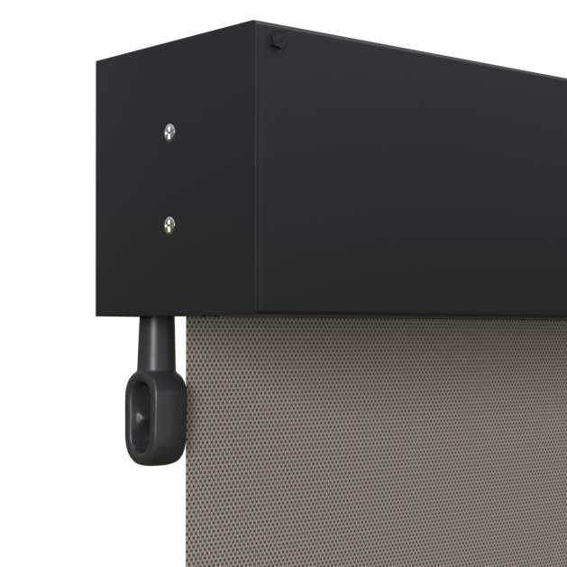 Crank Outdoor Blind - Caramel Fabric with Monument Fully Enclosed Pelmet