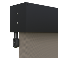 Crank Outdoor Blind - Caramel Fabric with Monument Fully Enclosed Pelmet