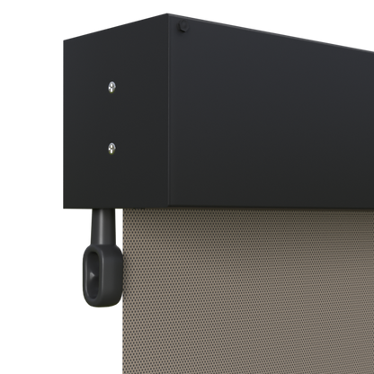 Crank Outdoor Blind - Caramel Fabric with Monument Fully Enclosed Pelmet