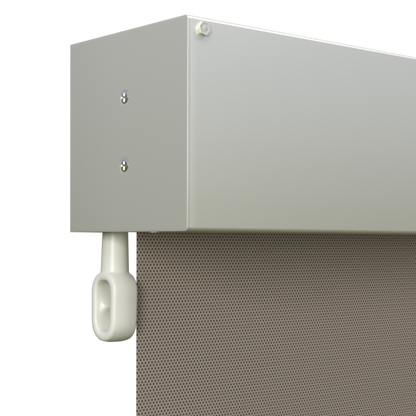 Crank Outdoor Blind - Caramel Fabric with Surfmist Fully Enclosed Pelmet