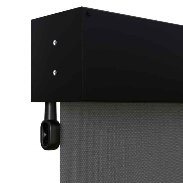 Crank Outdoor Blind - Charcoal Fabric with Nightsky Black Fully Enclosed Pelmet
