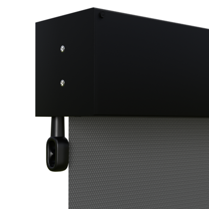 Crank Outdoor Blind - Charcoal Fabric with Nightsky Black Fully Enclosed Pelmet