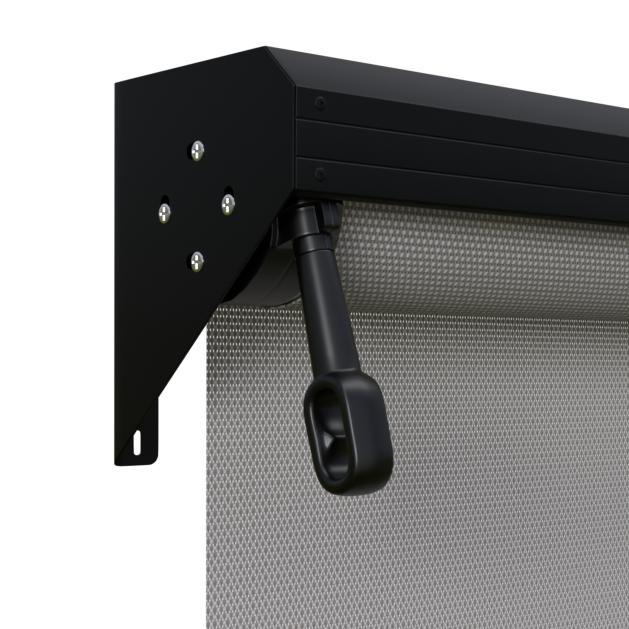 Crank Outdoor Blind - Grey Fabric with Nightsky Black Semi-Enclosed Pelmet