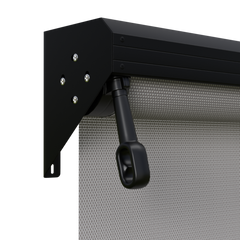 Crank Outdoor Blind - Grey Fabric with Nightsky Black Semi-Enclosed Pelmet