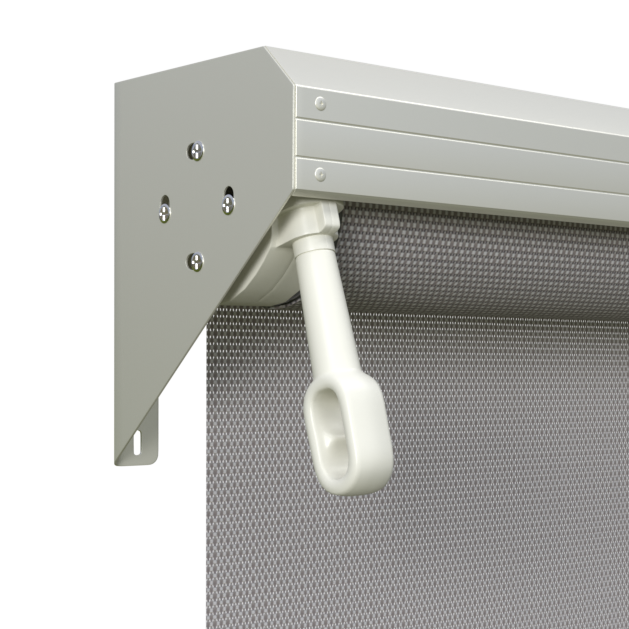 Crank Outdoor Blind - Grey Fabric with Surfmist Semi-Enclosed Pelmet