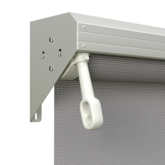 Crank Outdoor Blind - Grey Fabric with Surfmist Semi-Enclosed Pelmet