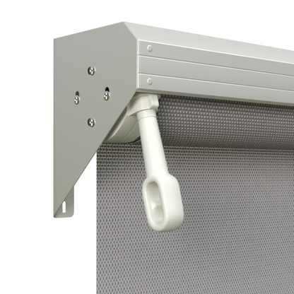 Crank Outdoor Blind - Grey Fabric with Surfmist Semi-Enclosed Pelmet