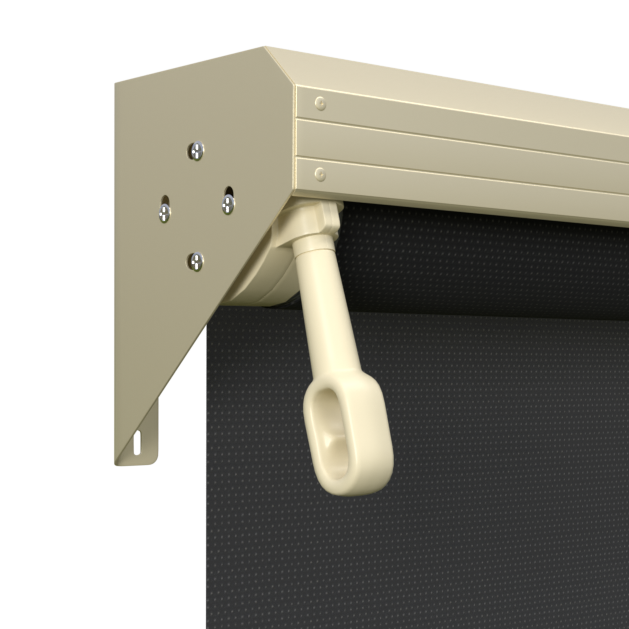 Crank Outdoor Blind - Black Fabric with Classic Cream Semi-Enclosed Pelmet