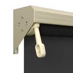 Crank Outdoor Blind - Black Fabric with Classic Cream Semi-Enclosed Pelmet