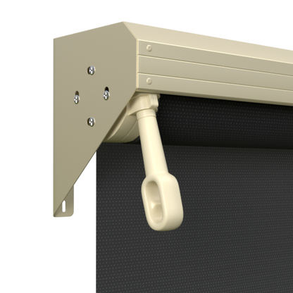 Crank Outdoor Blind - Black Fabric with Classic Cream Semi-Enclosed Pelmet